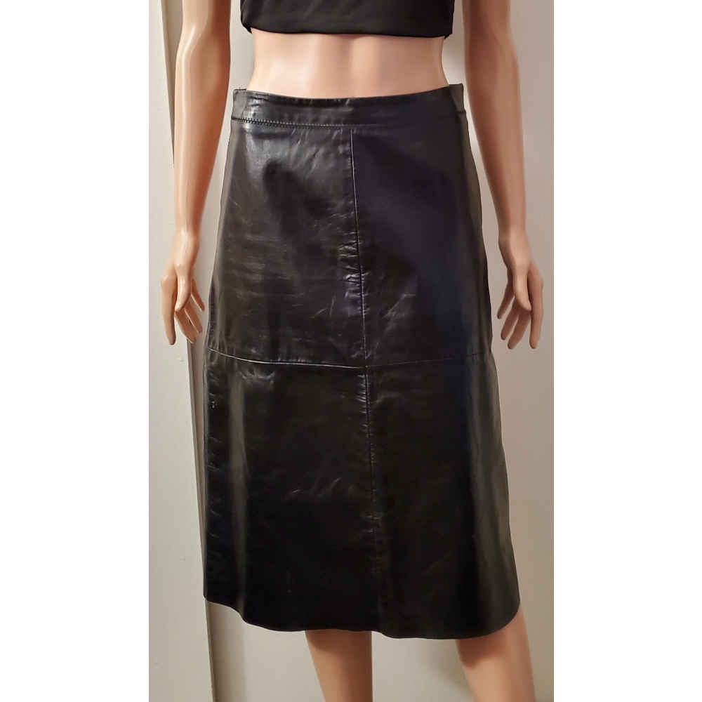 Small Black Genuine Leather GAP Skirt 2 goth metal